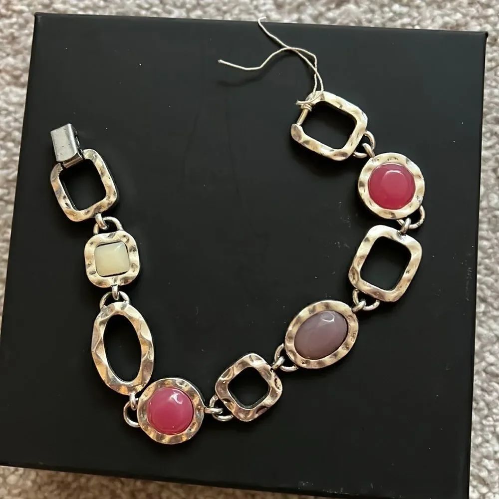 NWOT Lia Sophia pink, purple silver bracelet